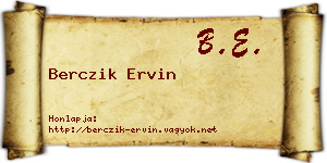 Berczik Ervin névjegykártya